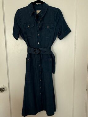Sézane denim midi shirt dress
